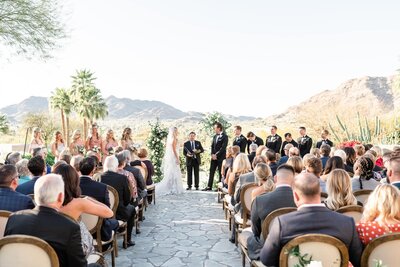 Wedding at the Sanctuary Scottsdale Ceremony area with Bride and Groom