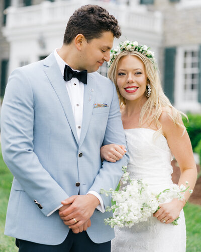 Elegant couple portrait at romantic outdoor wedding by Marien J Malloy