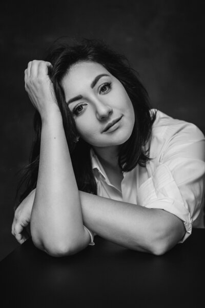 Alex Blair in colorful dress