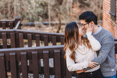 Asian couple during their engagement session in Roswell taken by a Wedding Photographer in Atlanta