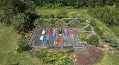 outdoor yoga platform in the french countryside