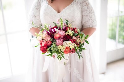 Bride holding bouquet