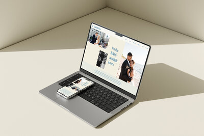 Elegant photography website design featuring romantic couple