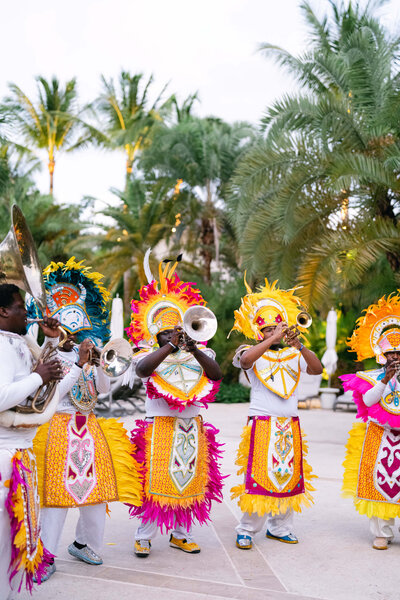 Junkanoos at a wedding at Rosewood Baha Mar