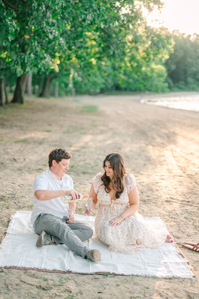 Picnic engagement session at Portage Lakes