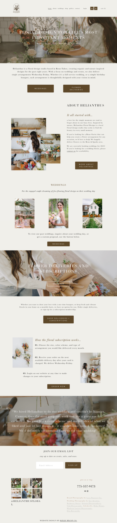 website design for wedding florist