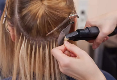 installing keratin fusion hair extensions with heat tool