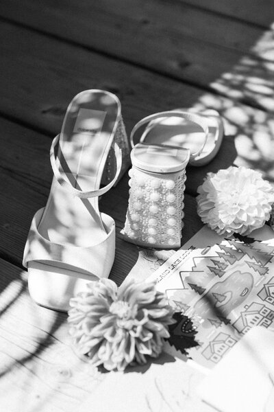 detail photos of bride wedding shoes captured by fernie wedding photographer