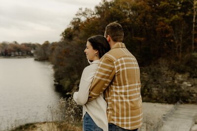 Joyful, colorful, engagement photography session at a state park in Iowa.