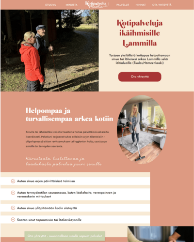 studiomaijun suunnittelemat nettisivut kotihoitajalle