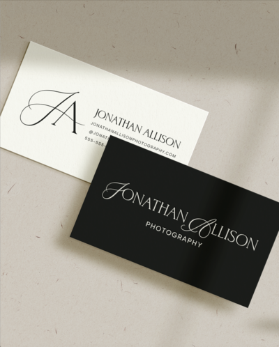 Business card design for a wedding photographer