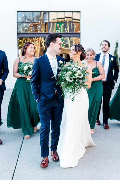 bridal party walking together at the Press Room