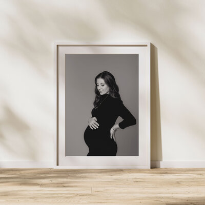Black and white Maternity Charlotte NC framed portrait