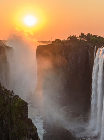 Victoria Falls during sunset