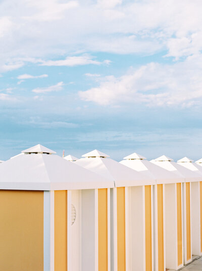 Yellow and white tents on the Amalfi Coast
