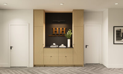 Ashley de Boer creates an elegant and modern office kitchen.