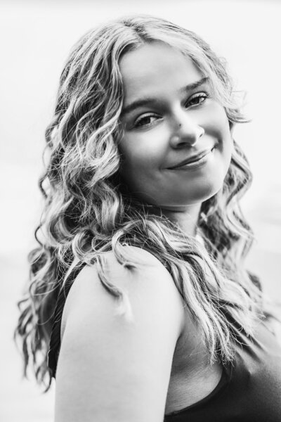 Black and White Photo of Senior | Taken by Maine Photographer