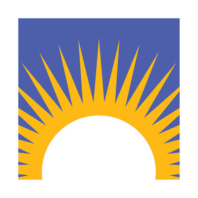 Logo depicting a yellow and purple sunrise