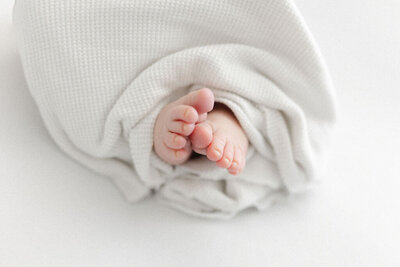 A close up of a newborn's toes by Chelsea Nichole Photography in Grand Forks, ND.