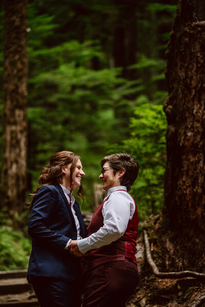 Venture Ever After Washington forest elopement lgbtq couple