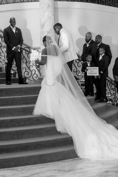 Elegant bridal entrance at a luxury wedding venue in Raleigh, NC, designed by a full-service wedding planner.