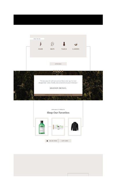 Second after image of Raw Beauty Bar’s website, highlighting modern design elements and user-friendly navigation.