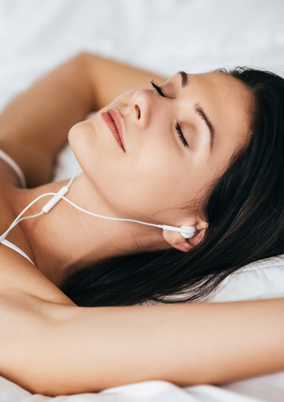 Woman listening to hypnotherapy
