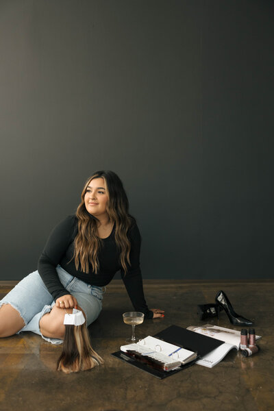 A modern brand portrait captured during a studio session in Milwaukee, Wisconsin. Photographed by Alexia Rodriquez, a brand and lifestyle photographer offering timeless, elevated imagery for creative entrepreneurs and small businesses.