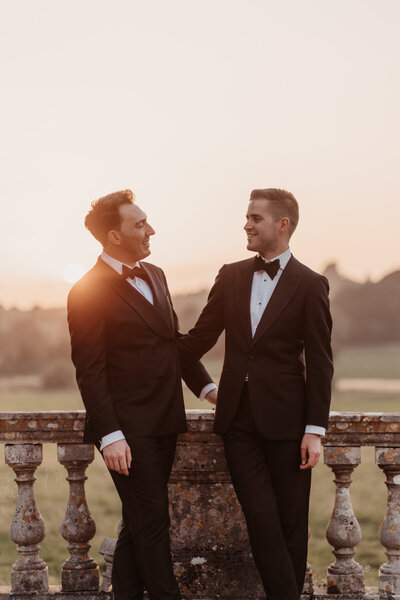Grooms at sunset Came House Wedding