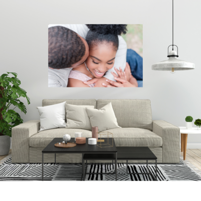 interior with print above sofa