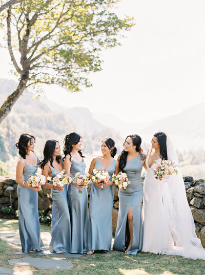 bride and bridesmaids at the griffin house