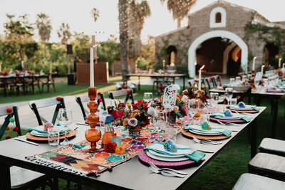 beautifully designed reception tables for Cabo Mexico wedding