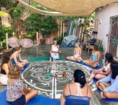 My Sister’s House is a women-only hostel in the heart of Sayulita offering yoga, acro-yoga, surf lessons, full moon ceremonies, creative workshops, and community wellness experiences.
