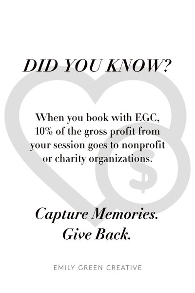 Emily Green Creative donates a portion of her profits to charity every month as a photographer in Nashville, Tennessee
