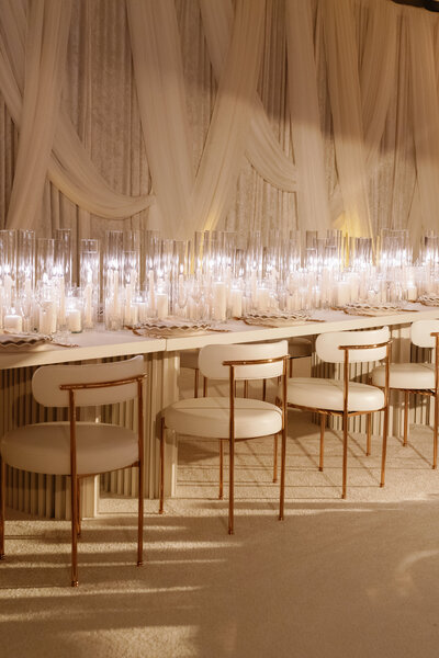 Decorated tablescape for wedding at Stone Mountain Estate in California.