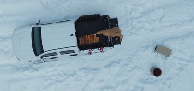 truck driving in snow
