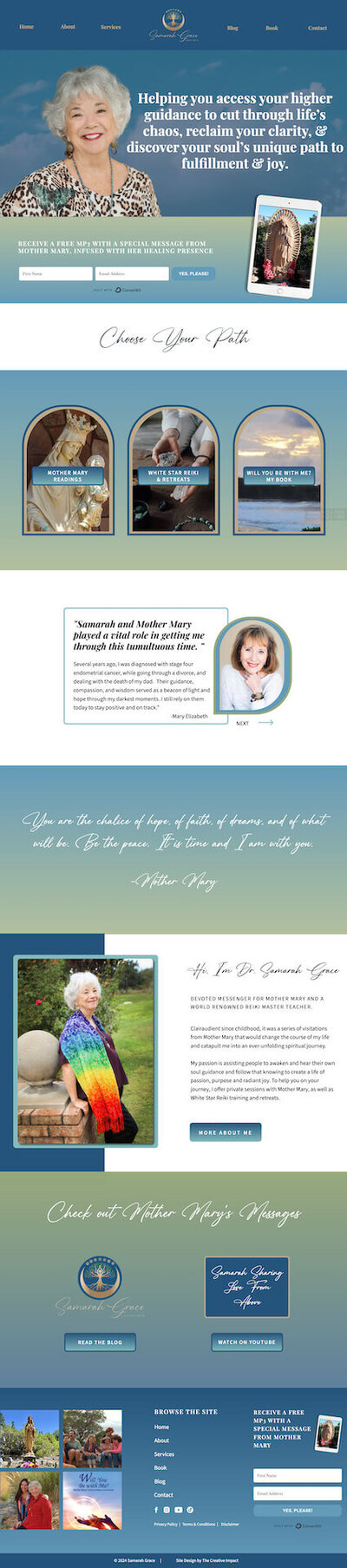 Samarah Grace about section of homepage screenshot mockup on macbook