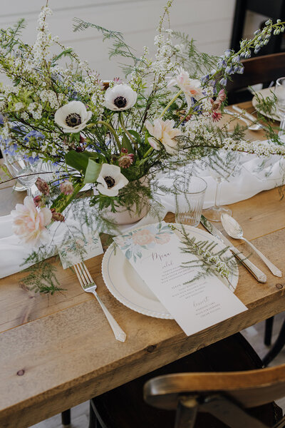 Whimsical wedding table setting