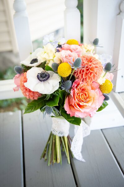 brightly colored bridal bouquet