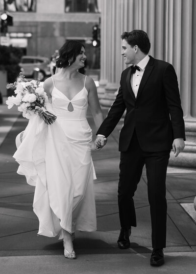 documentary style wedding photos in Chicago with bride and groom