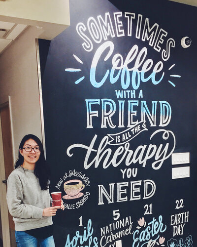 Chalk art for coffee shop in Nashville, Tennessee created by Sarah Sung