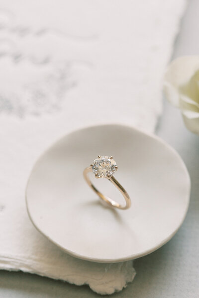 wedding ring on a dish
