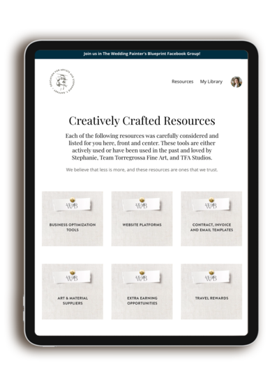 Wedding Painter's Blueprint Course Bonus - Wedding Painting Resource Library ipad mockup