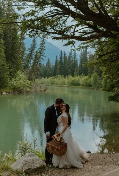 mountain small wedding ceremony in Banff, Alberta