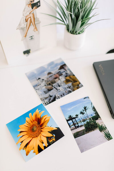printed pictures located on table