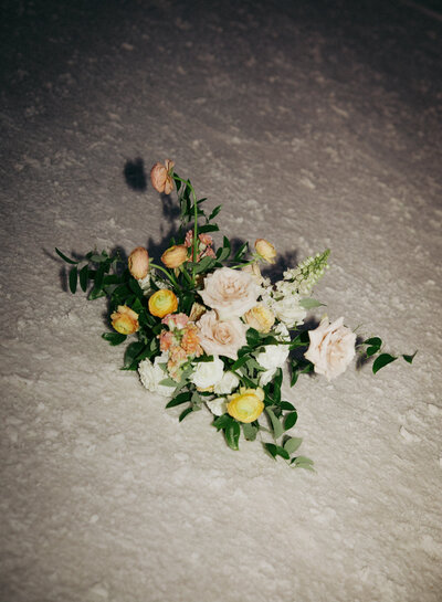 flower bouquet resting on the salt flats in utah