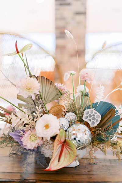 Luxury wedding  image of wedding florals photographed by a Texas film wedding photographer and edited by private photo editors Cultivated Edits