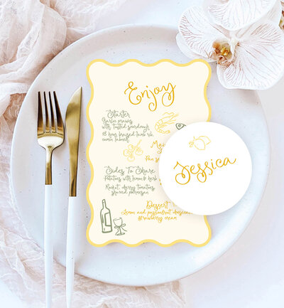 Pastel green theme for audio guest bok place mat signage by State of Elliott