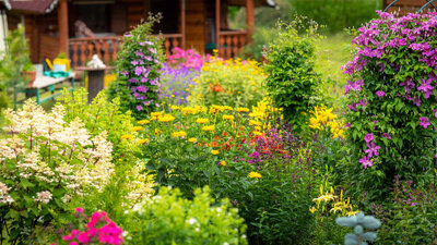 Beautiful gardens with various flowers