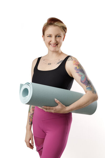 A Hypermobility yoga instructor headshot taken in New Braunfels, TX